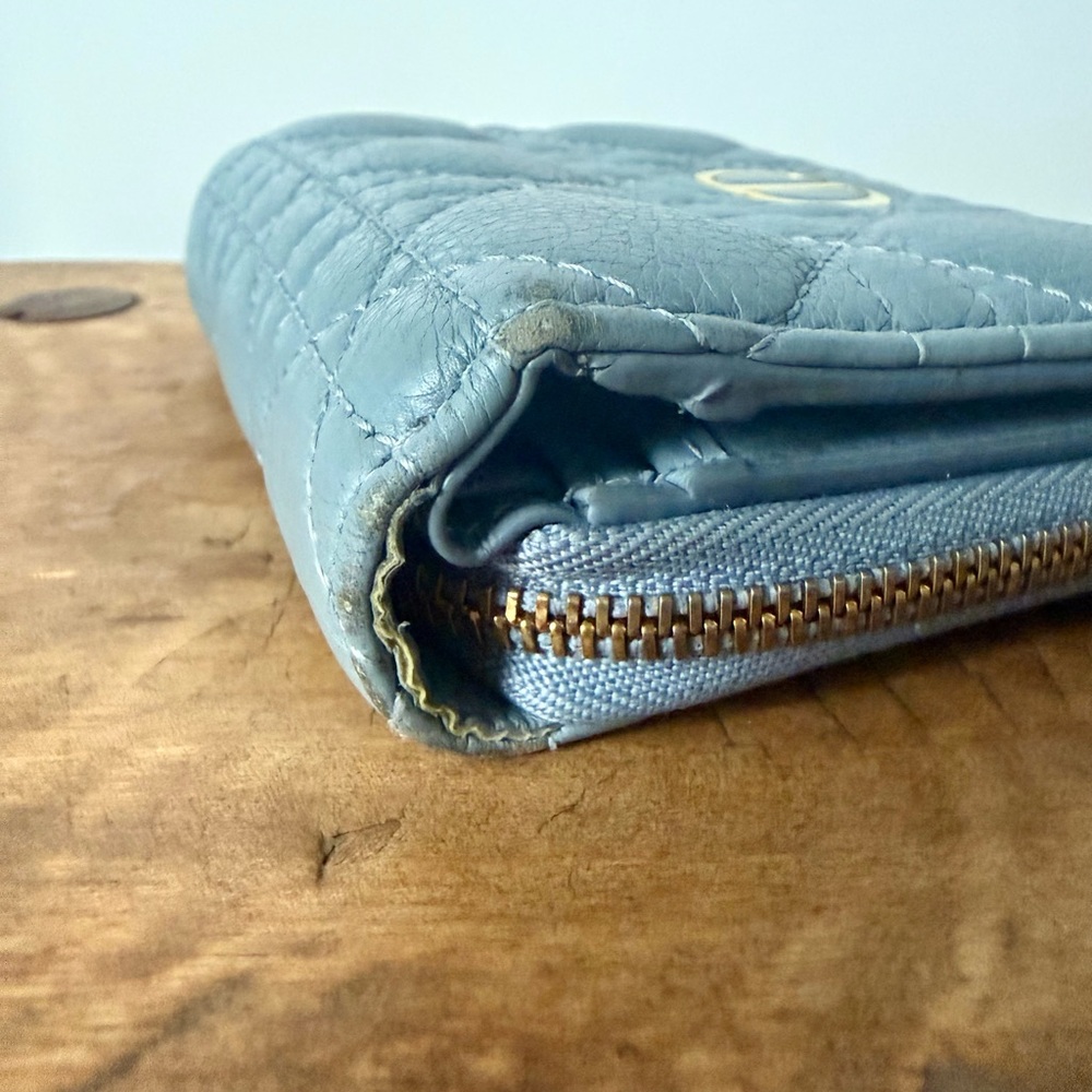 Dior Blue Cannage Compact Wallet - Picture 6 of 6